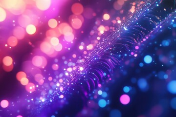 Poster - Futuristic electronic circuit board fiber optic design illuminated with vibrant colors in an abstract setting