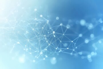 Poster - Abstract light blue glowing background with interconnected lines and dots representing digital connectivity and technology in a modern design environment
