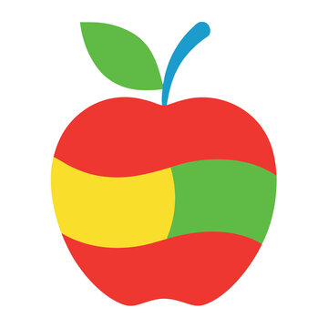 Vibrant apple fruit icon with rainbow colors on white background