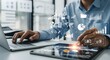 © Mageeri - Businessman using laptop computer analyzing sales data, financial growth graph chart report. Data analysis with Ai technology. Business planning, strategy and development, Accounting. market research
