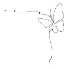 Fototapete - Butterfly in One continuous line drawing. Beautiful flying moth for wellbeing beauty or spa salon logo and divider concept in simple linear style. Editable stroke. Doodle vector illustration