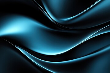 Poster - Gradations of blue and black create a flowing abstract design that conveys depth and movement in smooth waves at dusk