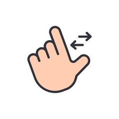 Poster - Stylized Human Hand Performing Horizontal Swipe Gesture Illustration
