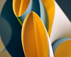 Poster - Abstract paper art flowing curves shapes