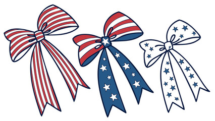 Poster - Three patriotic bows featuring stripes and stars in red white and blue colors design vector