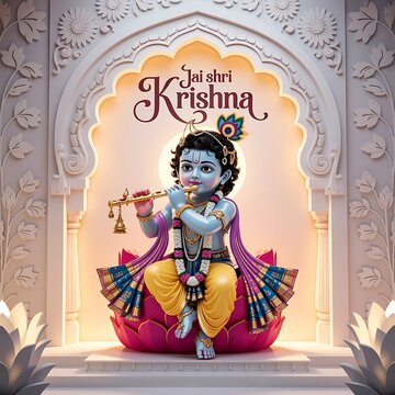 Happy Krishna Janmashtami. Lord Krishna in Happy Janmashtami festival of India.