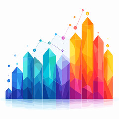 Poster - Abstract Colorful Polygonal Graph Chart Diagram Illustration on White Background for Business Data Growth and Financial Analysis