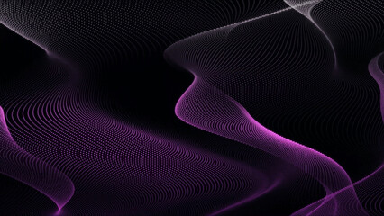 Poster - Abstract Digital Waveform with Pink and White Dots on Black Background for Modern Design This image