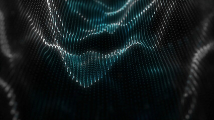 Poster - Abstract Data Visualization Wavy Lines of Light Against Dark Background Representing Information Flow or Digital Landscape