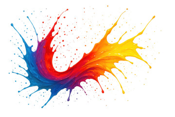 Fototapete - Dynamic splash of vibrant colors blending seamlessly on a transparent background, creating an artistic and energetic visual