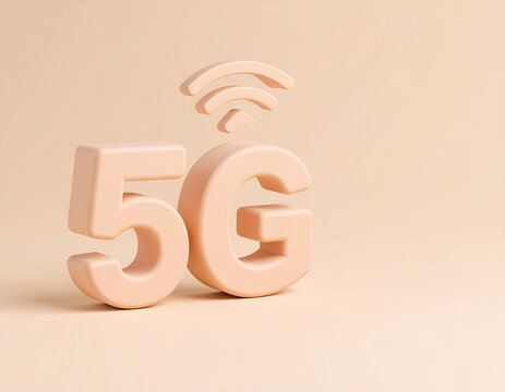 3D Render of the Text 5G in Soft Pastel Color