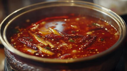 Poster - A pot filled with hot sauce sits on top of a stove, ready to use