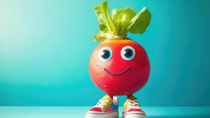 Poster - A playful radish with eyes and tennis shoes, great for illustrations or design