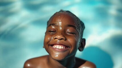 Poster - A happy child enjoying time in the water, perfect for summer or kids' content