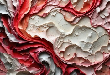 Poster - Abstract paper design with flowing patterns in shades of red and cream for computer wallpapers