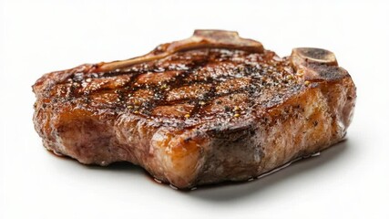 Poster - A juicy piece of steak on a clean white surface