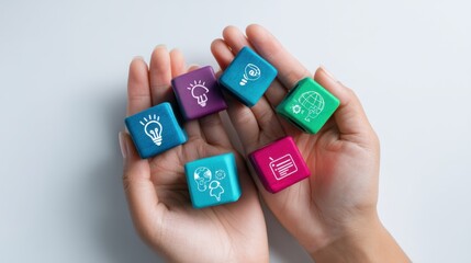 Poster - Creative thinking tools studio workspace visual mind mapping bright environment top-down view innovation concepts for entrepreneurs