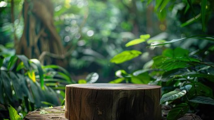 Poster - A solitary tree stump sits amidst the dense foliage of a forest