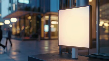 Poster - A solitary light box on a city street with a bright glowing interior