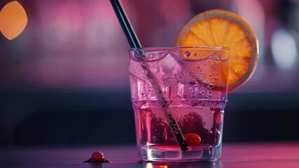 Poster - A refreshing drink with a slice of orange, perfect for a hot summer day or as a healthy snack