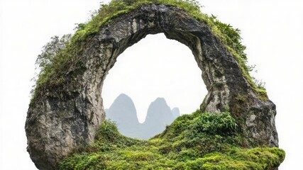 Poster - A large rock with a hole in the middle, suitable for use in geological or nature-themed illustrations