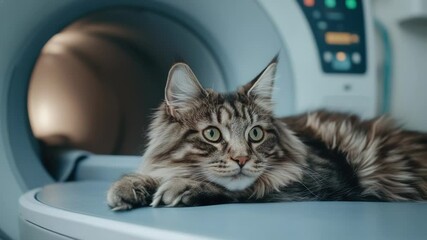 Poster - A cat is resting on top of machinery in a room
