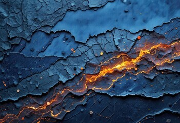 Fototapete - Abstract background design showcasing textured layers with glowing orange highlights