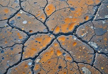 Fototapete - Unique textured surface with cracks and vibrant colors for desktop backgrounds