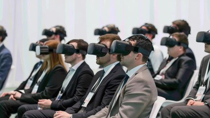 Poster - Group of people wearing virtual reality headsets, exploring digital worlds