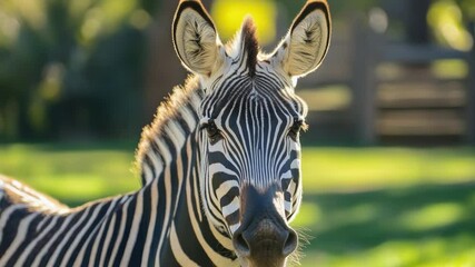 Poster - A close-up shot of a zebra in its natural habitat, perfect for use in wildlife or nature-themed projects