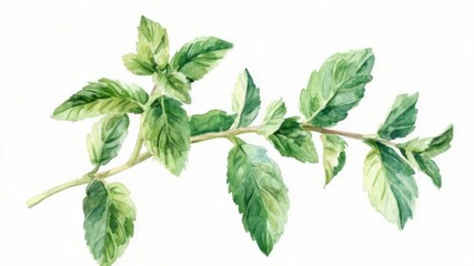 Poster - A watercolor illustration of a plant with green leaves, perfect for nature-inspired designs and illustrations