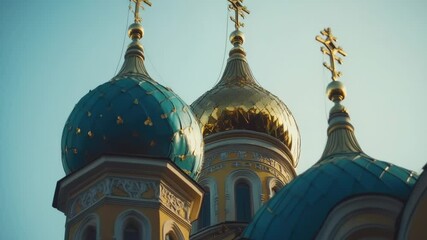 Poster - Image of two domes with crosses, suitable for use in religious or architectural contexts