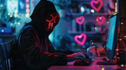 Poster - A person sitting at a desk, wearing a hoodie and focused on their laptop