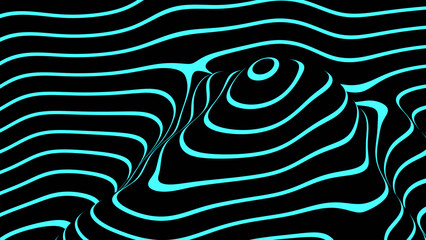 Aufkleber - Abstract background, 3d black blue wavy stripes pattern, interesting striped 3D wallpaper.