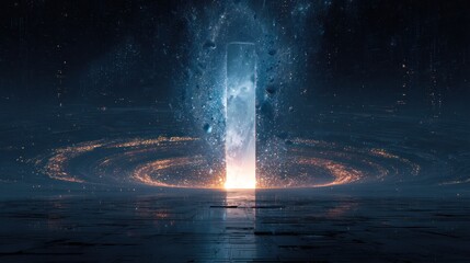 Poster - Abstract glowing portal in dark space
