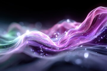 Poster - Colorful abstract waves illuminated by shimmering light create a magical atmosphere
