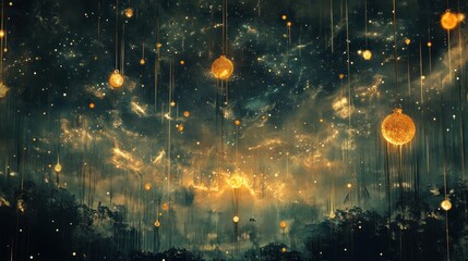 Poster - Abstract golden light celestial scene