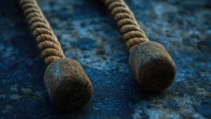 Poster - A close-up shot of a rope wrapped around a rocky surface
