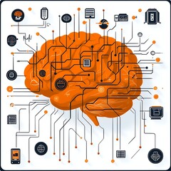 Poster - Human Brain Neural Network Connections Digital Technology Concept Illustration