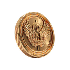 Leinwandbilder - Golden Finance Angel Dollar Coin with Wings Wealth Investment and on transparent background