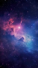 Wall Mural - a mesmerizing cosmic scene featuring a vibrant nebula with pink and blue hues, captured from a wide-