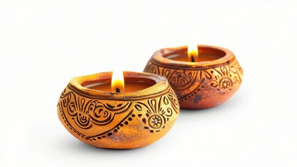 Aufkleber - A pair of small candles sitting on a table, perfect for intimate settings or decorative purposes