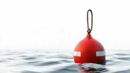 Poster - A lone red buoy floats on the surface of a calm body of water, perfect for use in ocean or lake themed designs