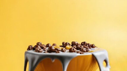 Aufkleber - A bowl of cereal with chocolate pouring out
