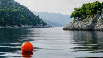 Poster - Buoy floating in calm lake or sea, useful for navigation and decoration