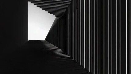 Aufkleber - A long hallway with doors on either side, taken in black and white