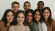 © Syuhuud - Diverse Group Portrait Smiling Together – Natural Skin Textures on White Studio Background