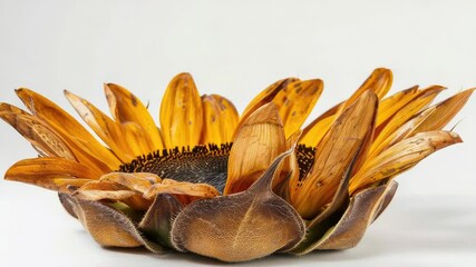 Aufkleber - A single sunflower bloom on a clean white surface, ideal for beauty and lifestyle compositions