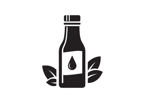 Bottle of Sauce Silhouette Black Vector Illustration