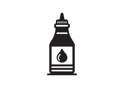 Bottle of Sauce Silhouette Black Vector Illustration
